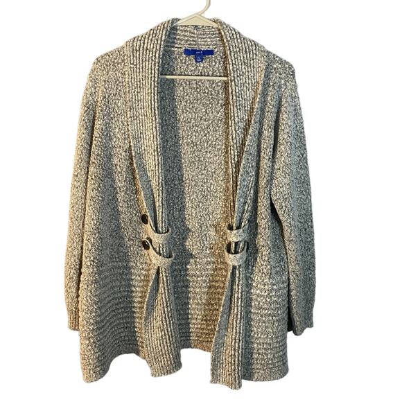 Apt. 9 Gray Opened Front Long Sleeve Textured Sweater Knit Cardigan Women Sz PL - Picture 1 of 8